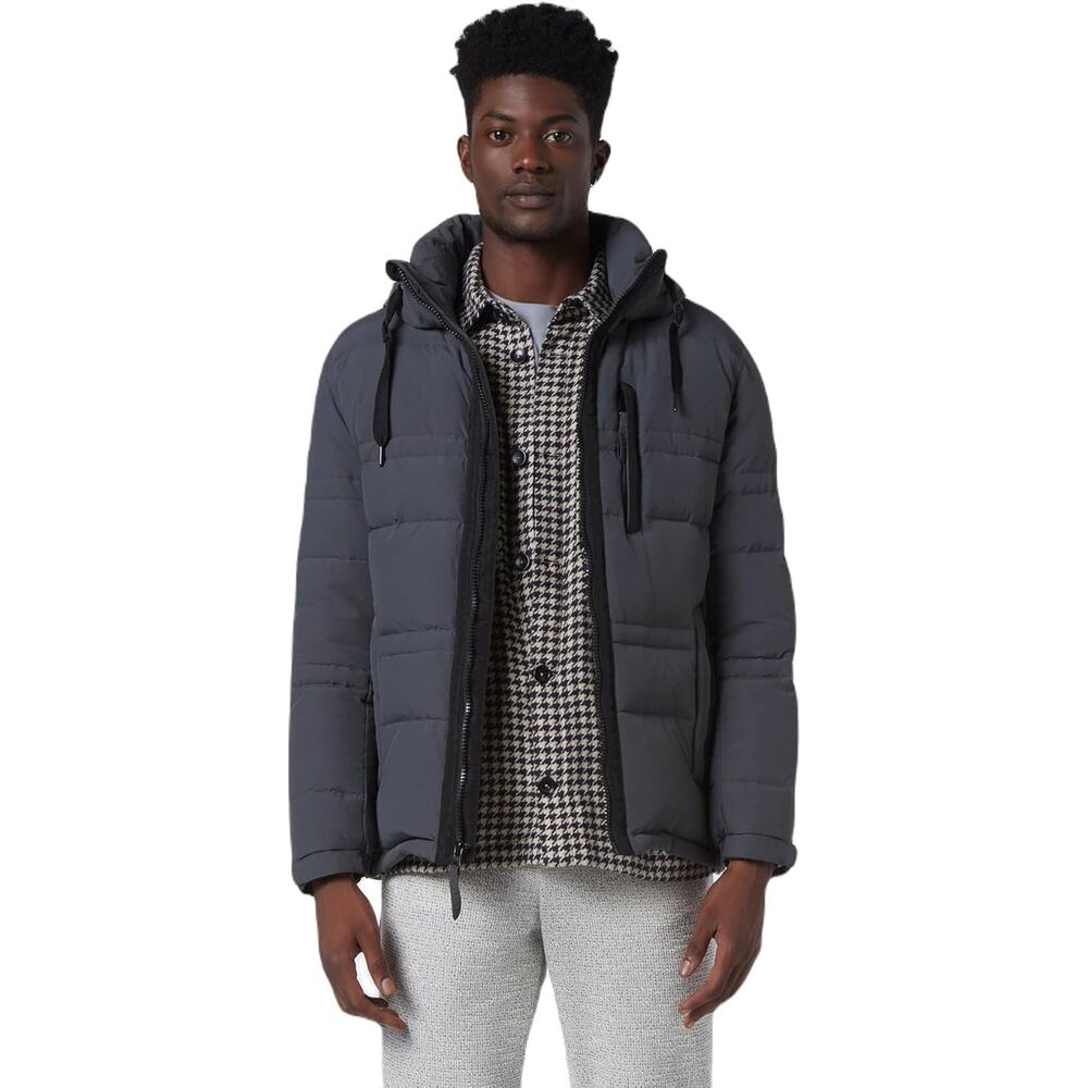 Marc Men's Huxley Mid Length Water Resistant Crinkle Down Jacket Charcoal XL NWT
